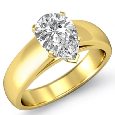 Dome Cathedral Solitaire diamond Ring 18k Gold Yellow