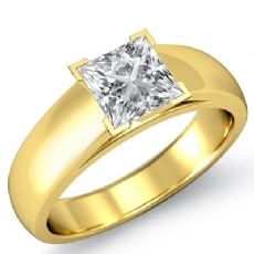 Dome Cathedral Solitaire diamond Ring 14k Gold Yellow
