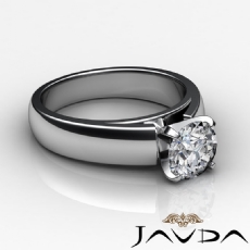 Dome Cathedral Solitaire diamond Ring 18k Gold White