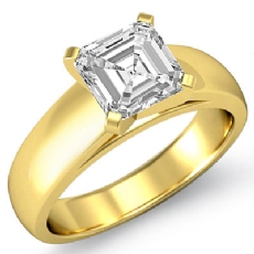 Dome Cathedral Solitaire diamond Ring 14k Gold Yellow