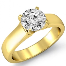 4 Prong Contour Dome solitaire diamond Ring 14k Gold Yellow