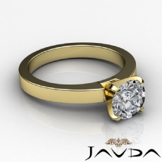 Flat Band 4 Prong Solitaire diamond Ring 18k Gold Yellow