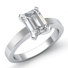 Flat Band 4 Prong Solitaire diamond Ring Platinum 950
