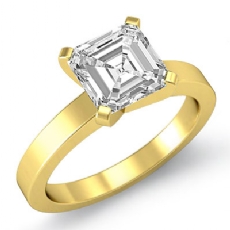 Flat Band 4 Prong Solitaire diamond Ring 18k Gold Yellow