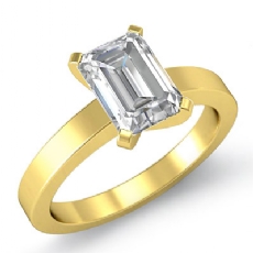 Flat Band 4 Prong Solitaire diamond Ring 14k Gold Yellow
