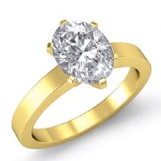 Flat Band 4 Prong Solitaire diamond Ring 14k Gold Yellow