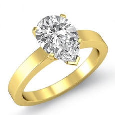 Flat Band 4 Prong Solitaire diamond  18k Gold Yellow