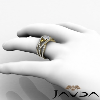 1.2Ct Diamond Engagement Ring Round Semi Mount Halo Pave Setting Gold Y18k