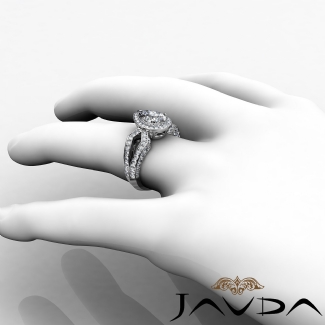 Pear Cut Halo Setting Diamond Engagement Ring Semi Mount Gold W18k 1.35Ct