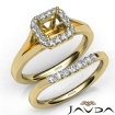 Asscher Diamond U Prong Engagement Semi Mount Ring Bridal Set 18k Yellow Gold 0.4Ct - javda.com 