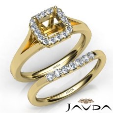Asscher Diamond U Prong Engagement Semi Mount Ring Bridal Set 14k Gold Yellow  (0.4Ct. tw.)