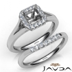 Asscher Diamond U Prong Engagement Semi Mount Ring Bridal Set 14k White Gold 0.4Ct - javda.com 