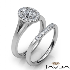 Split-Shank Halo Bridal Set diamond Ring 14k Gold White
