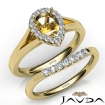 Pear Diamond U Prong Engagement Semi Mount Ring Bridal Set 18k Yellow Gold 0.45Ct - javda.com 