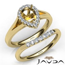 Pear Diamond U Prong Engagement Semi Mount Ring Bridal Set 14k Gold Yellow  (0.45Ct. tw.)