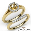 Round Diamond U Prong Engagement Semi Mount Ring Bridal Set 14k Yellow Gold 0.45Ct - javda.com 