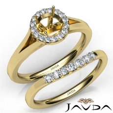 Round Diamond U Prong Engagement Semi Mount Ring Bridal Set 14k Gold Yellow  (0.42Ct. tw.)
