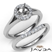 Round Diamond U Prong Engagement Semi Mount Ring Bridal Set Platinum 950 0.42Ct - javda.com 