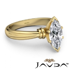 Ridged Solitaire diamond Ring 18k Gold Yellow