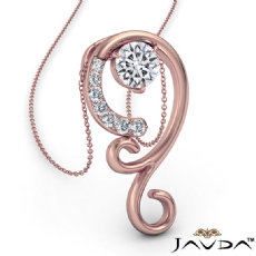 Graduated Diamond Pendant Necklace In 14k Rose Gold 18 Inch Chain (0.28Ct. tw.)