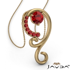 <Dcarat> Graduated Ruby Pendant Necklace In 14k Gold Yellow 18 Inch Chain