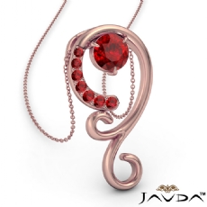 <Dcarat> Graduated Ruby Pendant Necklace In 14k Rose Gold 18 Inch Chain