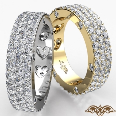 Bezel Pave 3Row Round Diamond Ring Womens Eternity Wedding Band 14k Gold Yellow  (2.4Ct. tw.)