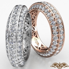 Trio Pave Round Diamond Wedding Womens Eternity Band 14k Rose Gold  (1.75Ct. tw.)