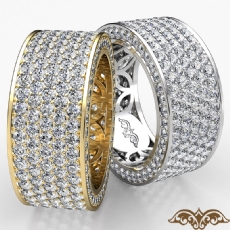 Women's Eternity 5 Row Band Pave Set Diamond Engagement Ring 14k Gold Yellow  (4Ct. tw.)