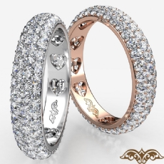 3 Row Women's Eternity Wedding Band 14k Rose Gold Round Diamond Pave Ring  (1.5Ct. tw.)
