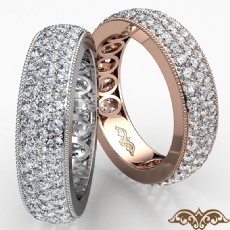 3 Row Pave Set Round Diamond Women's Wedding Eternity Band 14k Rose Gold  (2.1Ct. tw.)