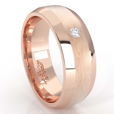 Bezel Set Round Diamond Beveled Edge Men's Wedding Band 14k Rose Gold  (0.05Ct. tw.)