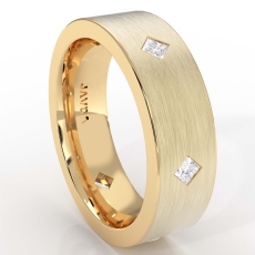 Matte Kite Bezel Set Diamond Men's Eternity Wedding Band 14k Gold Yellow  (0.55Ct. tw.)