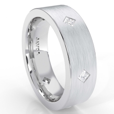 Matte Kite Bezel Set Diamond Men's Eternity Wedding Band 14k White Gold 0.55Ct.