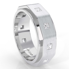 Matte Finish Bezel Men's Diamond Eternity Wedding Band 14k White Gold 0.80Ct.