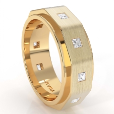 Matte Finish Bezel Men's Diamond Eternity Wedding Band 14k Gold Yellow  (0.8Ct. tw.)