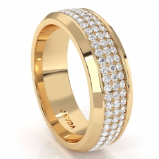 Beveled Edge 3 Row Men's Diamond Eternity Wedding Band 14k Gold Yellow  (1.6Ct. tw.)