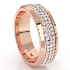 Beveled Edge 3 Row Men's Diamond Eternity Wedding Band 14k Rose Gold  (1.6Ct. tw.)