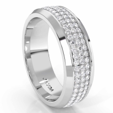 Beveled Edge 3 Row Men's Diamond Eternity Wedding Band 14k White Gold 1.60 ct