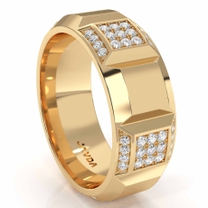 Beveled Edge Men's Diamond Eternity Wedding Band in 14k Gold Yellow  (0.8Ct. tw.)