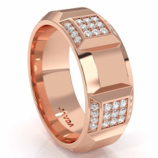Beveled Edge Men's Diamond Eternity Wedding Band in 14k Rose Gold  (0.8Ct. tw.)