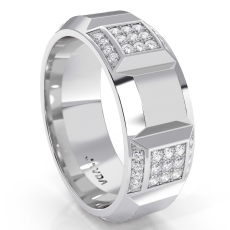 Beveled Edge Men's Diamond Eternity Wedding Band in 14k White Gold 0.80 ct