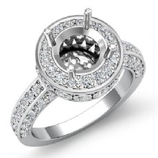 1.26 Ctw Diamond Engagement Round Ring 14K White Gold Halo Semi Mount