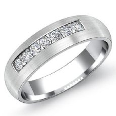 Dome Matte Finish Round Diamond Men's Half Wedding Band Platinum 950  (0.7Ct. tw.)