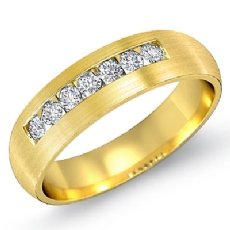 Dome Matte Finish Round Diamond Men's Half Wedding Band 14k Gold Yellow  (0.7Ct. tw.)