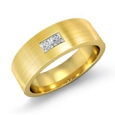 Matte Finish 2 Stone Princess Diamond Men's Half Wedding Band 14k Gold Yellow  (0.15Ct. tw.)