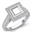 1.65Ct Halo Diamond Engagement Princess Semi Mount Ring Platinum 950 - javda.com 