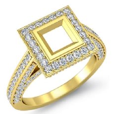 Halo Diamond Engagement Princess Semi Mount Ring 18k Gold Yellow (1.65Ct. tw.)