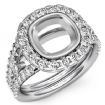 1.11Ct Diamond Engagement Ring Cushion Semi Mount 18k White Gold Halo Setting - javda.com 