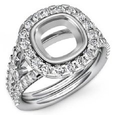 1.1CT Diamond Engagement Ring Cushion Semi Mount 14K White Gold Halo Setting